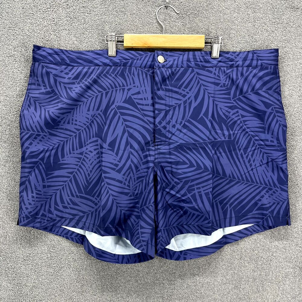Peter Millar‎ Swim Trunks Mens XXL Blue Palm Print Crown Crafted New